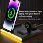 4в1 магнитна безжична станция за зареждане с подсветка за iPhone / Apple Watch / AirPods - бял