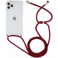 Прозрачен калъф с шнур за iPhone 12 / 12 Pro - бордо