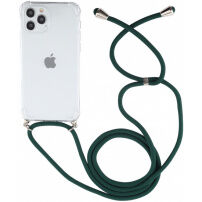 Прозрачен калъф с шнур за iPhone 12 / 12 Pro - тъмнозелен