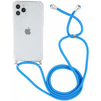 Прозрачен калъф с шнур за iPhone 12 Pro Max - син