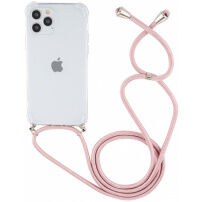 Прозрачен калъф с шнур за iPhone 12 Pro Max - розов