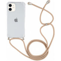 Прозрачен калъф с шнур за iPhone 11 - бежов