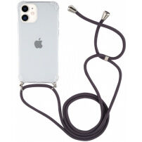 Прозрачен калъф с шнур за iPhone 11 - сив