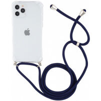 Прозрачен калъф с шнур за iPhone 11 Pro - тъмносин