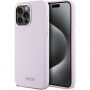 DKNY Silver Metal Logo силиконов калъф с MagSafe за iPhone 15 Pro Max - розов