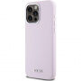 DKNY Silver Metal Logo силиконов калъф с MagSafe за iPhone 15 Pro Max - розов
