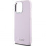 DKNY Silver Metal Logo силиконов калъф с MagSafe за iPhone 15 Pro Max - розов
