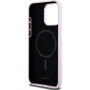 DKNY Silver Metal Logo силиконов калъф с MagSafe за iPhone 15 Pro Max - розов
