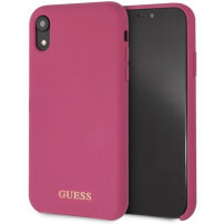 Guess Silicone Gold Logo case кейс за iPhone XR - розова