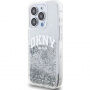 DKNY Liquid Glitter Arch Logo калъф за iPhone 14 Pro Max - сребърен