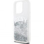 DKNY Liquid Glitter Arch Logo калъф за iPhone 14 Pro Max - сребърен