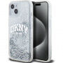 DKNY Liquid Glitter Arch Logo калъф за iPhone 15 - сребърен