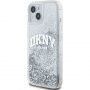 DKNY Liquid Glitter Arch Logo калъф за iPhone 15 - сребърен