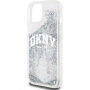 DKNY Liquid Glitter Arch Logo калъф за iPhone 15 - сребърен