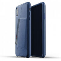 Mujjo Full Leather Wallet калъф за iPhone XS Max - синя