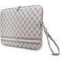 DKNY Checkered Pattern and Stripe чанта за iPad до 13" / MacBook до 14" - бежов