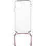 FIXED Pure Neck прозрачен калъф с връзка за iPhone 11 - розов
