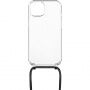 FIXED Pure Neck прозрачен калъф с връзка за iPhone 14 - черен