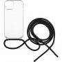 FIXED Pure Neck прозрачен калъф с връзка за iPhone 14 Plus - черен