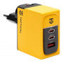 Tactical Nett Warrior GaN захранващ адаптер USB-A / 2x USB-C 100W за iPhone / iPad / MacBook / iPod / AirPods - жълт
