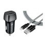 Tactical Field Plug Dual комплект зарядно за автомобил 12W 2x USB-A с USB-A / Lightning кабел - MFi за iPhone / iPad - 30 см - сива