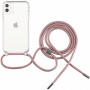 FIXED Pure Neck прозрачен калъф с връзка за iPhone 11 - розов
