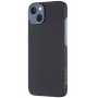 Tactical Aramid калъф с мотив въглеродни влакна и MagSafe за iPhone 13 - тъмносив