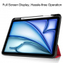 Калъф от PU кожа с място за Apple Pencil и функция заспиване за iPad Air 11" (2024-2026) - червен