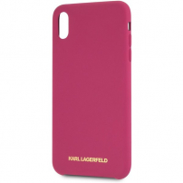 Karl Lagerfeld Gold Logo Silicone Case кейс за iPhone XS Max - цвят фуксия