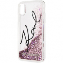 Karl Lagerfeld Signature TPU Glitter Star кейс за iPhone XS Max - розова