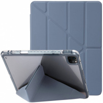 Калъф с прозрачна задна страна и стойка оригами за iPad Pro 11" (2024/2025) - синьо-сиво
