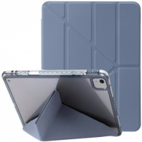 Калъф с прозрачна задна страна и стойка оригами за iPad Air 11" (2024-2026) - синьо-сиво