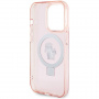 Karl Lagerfeld Ringstand Karl and Choupette калъф с изваждаща се стойка и MagSafe за iPhone 15 Pro - розов