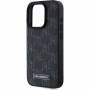 Калъф Karl Lagerfeld Monogram Metal Logo с MagSafe за iPhone 15 Pro Max - черен