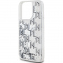 Калъф Karl Lagerfeld Liquid Glitter Monogram Gradient за iPhone 14 Pro Max - сребърен