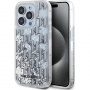 Калъф Karl Lagerfeld Liquid Glitter Monogram Gradient за iPhone 15 Pro Max - сребърен
