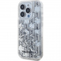 Калъф Karl Lagerfeld Liquid Glitter Monogram Gradient за iPhone 15 Pro Max - сребърен