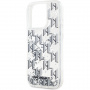 Калъф Karl Lagerfeld Liquid Glitter Monogram Gradient за iPhone 15 Pro Max - сребърен