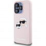 Силиконов калъф Karl Lagerfeld Double Heads с MagSafe за iPhone 15 Pro - розов