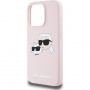Силиконов калъф Karl Lagerfeld Double Heads с MagSafe за iPhone 15 Pro - розов