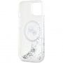 Калъф Karl Lagerfeld Liquid Glitter Karl and Choupette Heads с MagSafe за iPhone 15 - сребърен