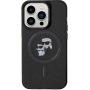 Karl Lagerfeld IML Glitter Karl and Choupette блестящ калъф с MagSafe за iPhone 15 Pro Max - черен
