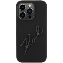 Karl Lagerfeld Karl Script Logo силиконов калъф за iPhone 15 Pro - черен