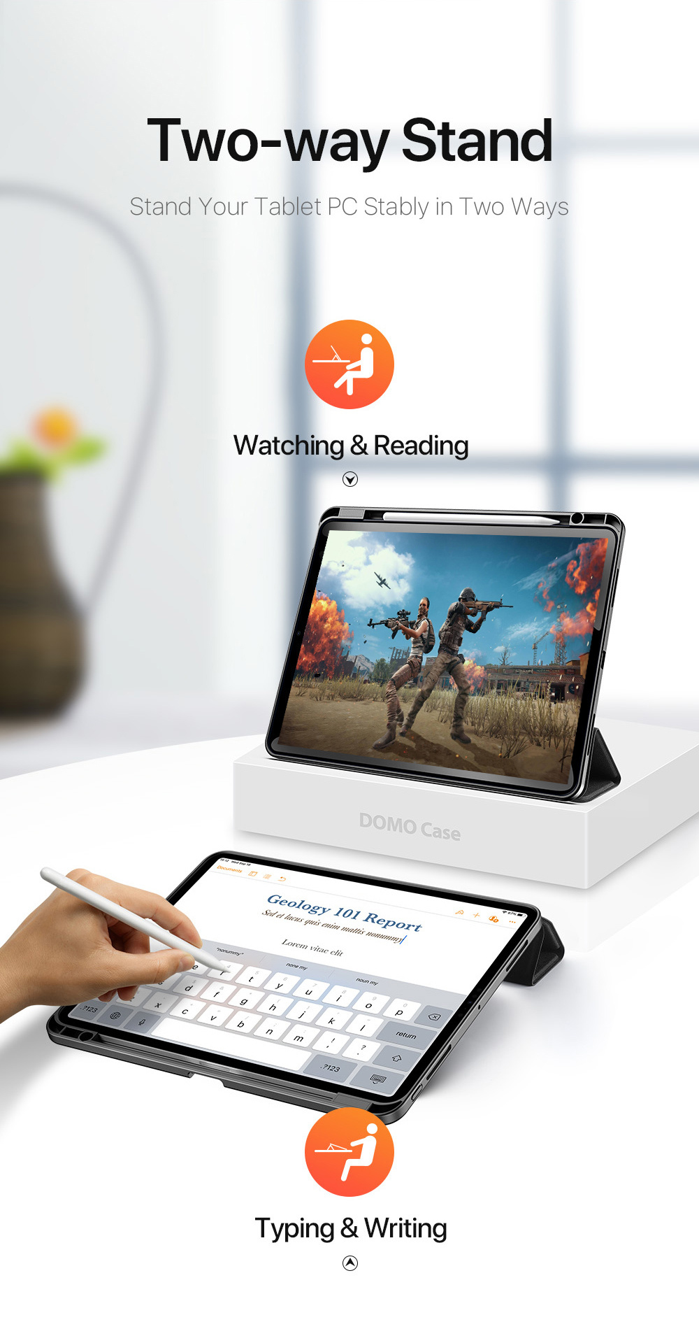 DUX DUCIS Domo калъф с място за Apple Pencil и функция заспиване за iPad Pro 13