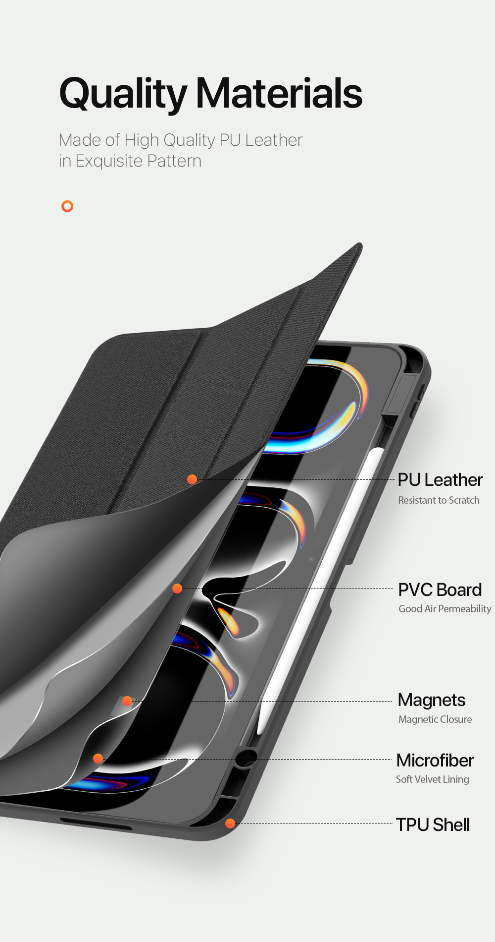 DUX DUCIS Domo калъф с място за Apple Pencil и функция заспиване за iPad Pro 13