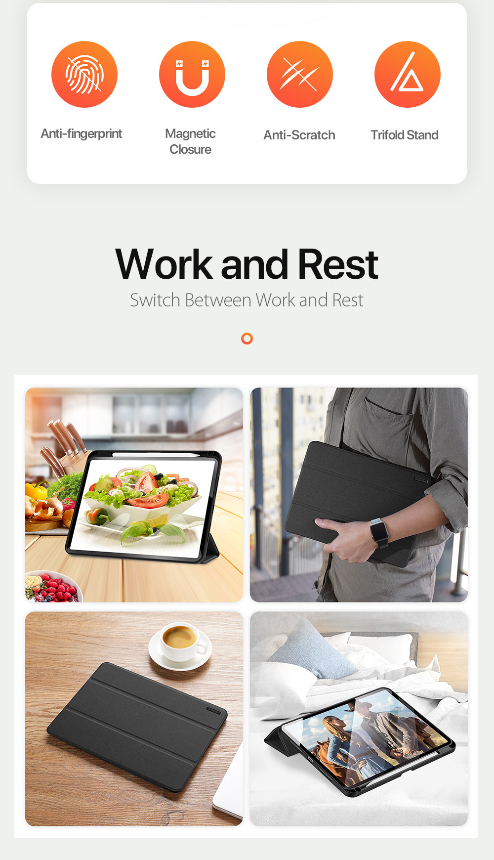 DUX DUCIS Domo калъф с място за Apple Pencil и функция заспиване за iPad Pro 11