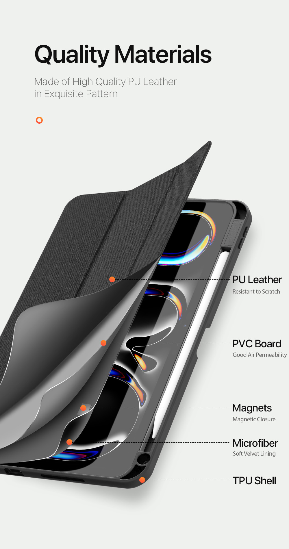DUX DUCIS Domo калъф с място за Apple Pencil и функция заспиване за iPad Pro 11