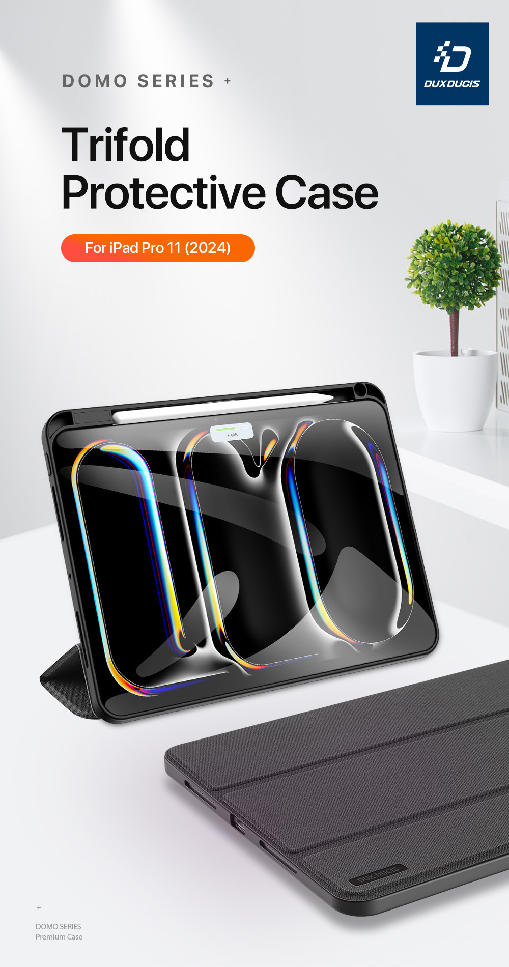 DUX DUCIS Domo калъф с място за Apple Pencil и функция заспиване за iPad Pro 11