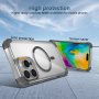 Прозрачен калъф с цветна рамка и MagSafe за iPhone 16 Pro - сив