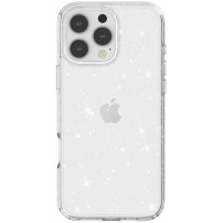 Прозрачен калъф с брокат за iPhone 16 Pro Max - сребърен